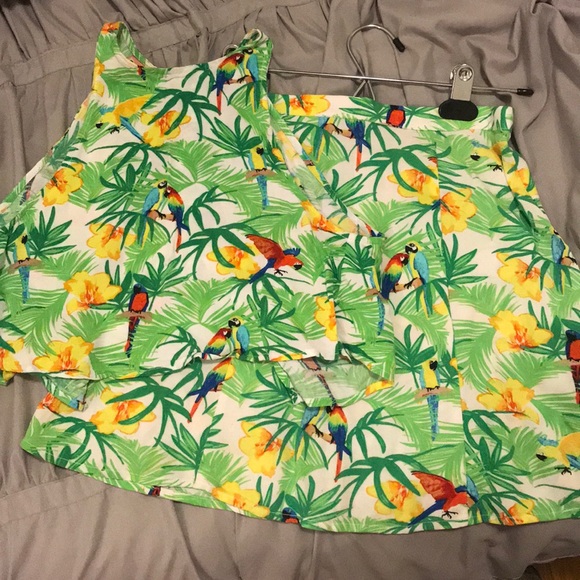American Apparel Dresses & Skirts - Tropical Parrot Print American Apparel Co Ord